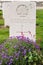 First World War gravestone at Tyne Cot cemetery, Ypres in Belgium