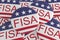 FISA Foreign Intelligence Surveillance Act Buttons With US Flag, 3d illustration