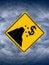 Fiscal Cliff Sign, Storm Clouds in Sky