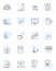 Fiscal discipline linear icons set. Budgeting, Saving, Planning, Responsibility, Control, Efficiency, Restriction line