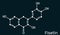 Fisetin molecule. It is plant flavonol from the flavonoid group of polyphenols. Skeletal chemical formula on the dark blue