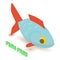 Fish allergen free icon, isometric style