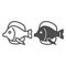 Fish for aquarium line and solid icon, domestic animals concept, Goldfish sign on white background, aquarium fish