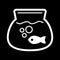 Fish aquarium simple vector icon. Black and white illustration of transparent fishbowl. Outline linear icon.
