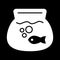 Fish aquarium simple vector icon. Black and white illustration of transparent fishbowl. Solid linear icon.