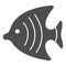 Fish for aquarium solid icon, domestic animals concept, Goldfish sign on white background, aquarium fish silhouette icon