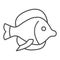 Fish for aquarium thin line icon, domestic animals concept, Goldfish sign on white background, aquarium fish silhouette