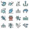 Fish bait icons set vector flat