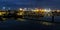 Fish boats moored at night in Poole, Dorset, England