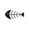 Fish bone vector icon outline isolated on white. Fish black skull