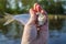 fish bream in the hand of angler