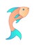 Fish. Bright orange-peach fish with blue-green fins - vector full-color cartoon picture. Elegant, sophisticated fish - cartoon ill