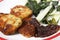 Fish cakes with onion marmalade