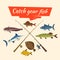 Fish catch and fisher vector tackle and rods