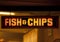 Fish and chip shop neon sign