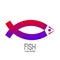Fish Creative Logo of market, logo design template, emblem, label, badge, icon isolated. Colorful logotype. Abstact ribbon Logo.
