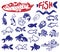 Fish drawings and icons