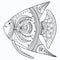 Fish drawn with floral ornament on a white background for coloring, vector