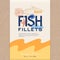 Fish Fillets. Abstract Vector Fish Packaging Design or Label. Modern Typography, Hand Drawn Pangasius or Basa Silhouette