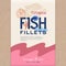 Fish Fillets. Abstract Vector Fish Packaging Design or Label. Modern Typography, Hand Drawn Tilapia Silhouette and