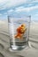 Fish floating in a glass of water