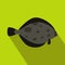 Fish flounder icon, flat style