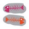 Fish fossil pink and orange,funny isolated