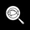 Fish on frying pan dark mode glyph icon