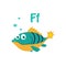 Fish. Funny Alphabet, Animal Vector Illustration