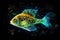 A fish that is glowing in the dark. Contaminated water, radioactive fish.