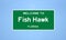 Fish Hawk, Florida city limit sign. Town sign from the USA.