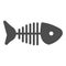 Fish head with bones and tail solid icon, fishing concept, fish skeleton sign on white background, silhouette of a fish