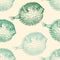 Fish hedgehog seamless pattern. Pastel color