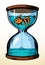 Fish in the hourglass. Vector drawing