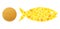 Fish Icon Mosaic of Golden Fractions and Metallic Fresh Dorado Fish Stamp