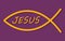 Fish jesus symbol yellow ichthys God jesus christian sign purple