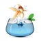 fish jumping out from aquarium. Vector illustration decorative design