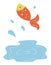 Fish Jumping Out of Lake Isolated Cartoon Style