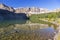 Fish Lake Morning Landscape View Rugged Mountain Cliffs Canadian Rockies