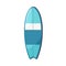 Fish-like surfboard, short water board. Thick hybrid shortboard top view. Beach sport fishtail-style item for summer