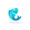 Fish logo. Flat blue colors.