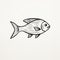 Fish Logo Line Drawing Illustration In Linocut Print Style