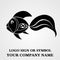 Fish logo template for design. Icon of seafood restaurant. Animals in a natural environment. Illustration of graphic flat style
