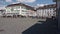 Fish market place rapperswil, switzerland may. 03. 2021: market place in the afternoon with many people in the background shopping