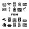 Fish Market Product Collection Icons Set Vector