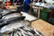 Fish market, tuna, black scabbard and sardines