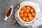Fish meatballs in tomato sauce with carrot