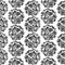 Fish medallion damask seamless pattern black and white background vintage wallpaper