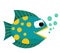 Fish mouth opened with bubbles. Fish on a white background. Vector Illustration.