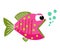 Fish mouth opened with bubbles. Fish on a white background. Vector Illustration.